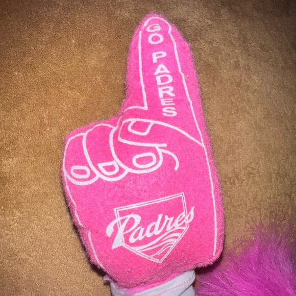 Rare Vintage Genuine Merchandise MLB Padres Finger Bear Pink Stuffed Animal NWT - Picture 4 of 11